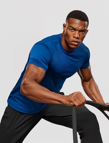 Gym Shirts for Men Workout Quick Dry Athletic-Fit(Blue,XL)