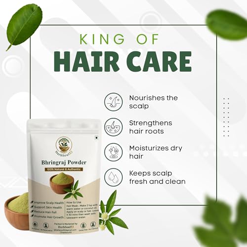 Image of Organic Bhringraj Powder 200gm - Ayurvedic Powder for Hair Growth, Strong Roots, Hair Fall Control, Grey Hair, Dandruff & Skin Care | Natural Powder for Skin & Hair Nourishment