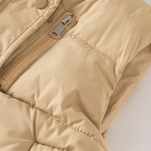 Kids Boys Girls Lightweight Puffer Vest Zipper Sleeveless Jacket Waistcoat Outwear Winter Warm Down (Khaki, 6-7 Years)4