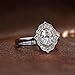 SILVERIST 2 Ct Oval Diamond Halo Stacking Prong Set Antique Milgain Edwardian Floral Vintage Style Wedding Engagement Ring For Women 14K White Gold Plated 925 Sterling Silver Handmade Jewelry