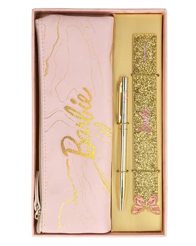 ONLINE Barbie Schreibset mit Kugelschreiber I Barbie Etui mit Print I Hübsches Barbie-Design mit Stift, Mäppchen und Lineal I Inkl. Barbie Glitzer-Motiv für Kinder, ideal als Geschenk