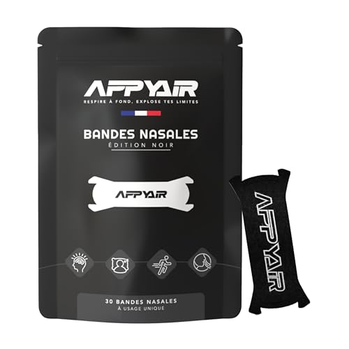 APPYAIR® Bandes nasales, 30 bandes anti ronflement, améliore la qualité du sommeil & la respiration en cas de nez bouché, bonne tenue pour le sport, plusieurs...