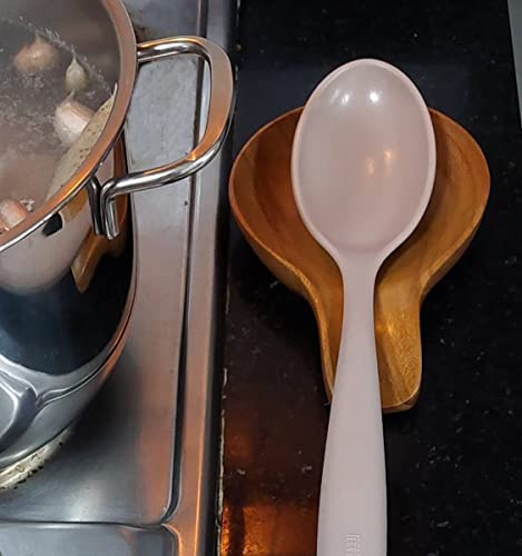 Cozinest Spoon Rest For Stove Top, Teak Wood Spoon Holder For Countertop, Ceramic Spoon Rest For Kitchen Counter, Serving Platter Décor Display Fruit Snacks Appetizer Wood Green Leaf (Wood) #TOP5