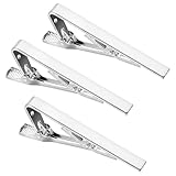 3 Pcs Silver Mens Tie Clip Set Uniform Tie Clip Skinny Necktie Ties Bars Pins Accessories for Wedding Anniversary Business Meeting Father Festival Gifts 2.17 × 0.79 × 0.28 Inch