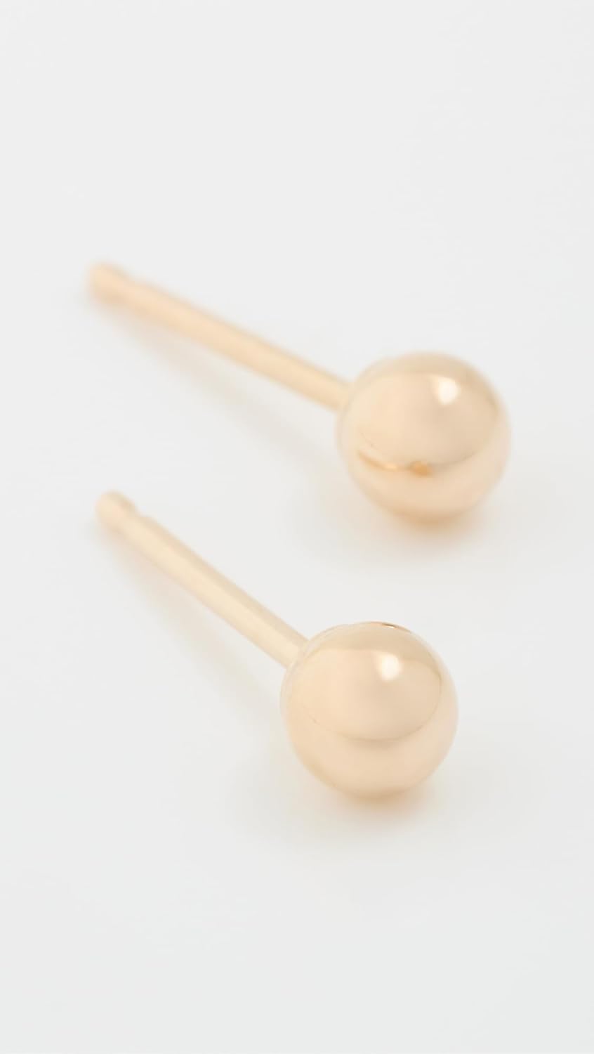 Zoe Chicco Women's 14k Gold 3mm Ball Stud Earrings, 14k Yellow Gold, One Size - Image 2