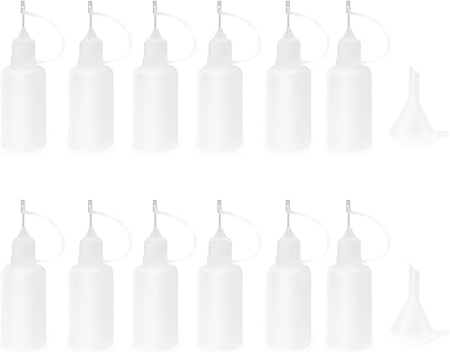 Miniatura 7 de XYSMZM 12 botellas aplicadoras de punta de precisión de 0.5 onzas, botellas de pegamento de punta de aguja de 0.5fl oz para manualidades de papel de