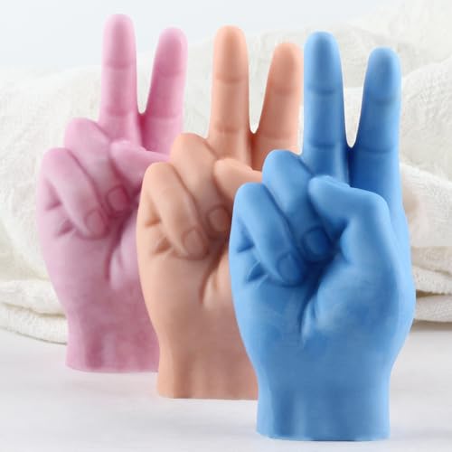 XIAOSHUI Molde de silicona en forma de mano, gestos, forma de vela, gesto de victoria, molde de resina para velas, decoración del hogar, fabricación de velas, velas de cera, resina