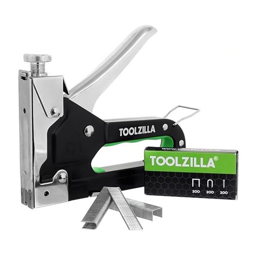 TOOLZILLA 3-in-1 Heavy Duty Staple Gun and 600 Staples Selection Pack - Professional Set with Multiple Usage as Staple Gun for Wood, Craft, DIY, Teachers, Upholstery Work