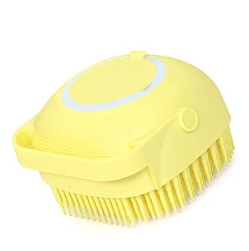 Dog Bath Brush with Shampoo Container for Dogs and Cats Bathing Grooming Pet Scrubber Soft Rubber Silicone Massage Brushes Comb Bathing Tool