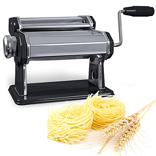 LOMOS manuelle Nudelmaschine „Roma“ aus Edelstahl inkl. Nudeltrockner in schwarz Cover