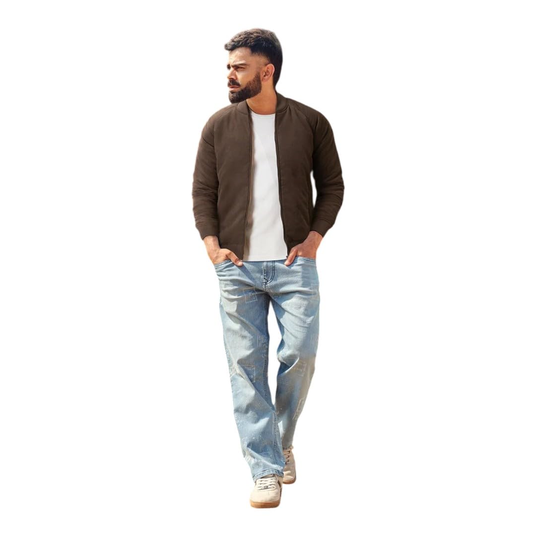 WROGN Men's Suede Finish Jacket | Mock Collar | Slim Fit in neutral