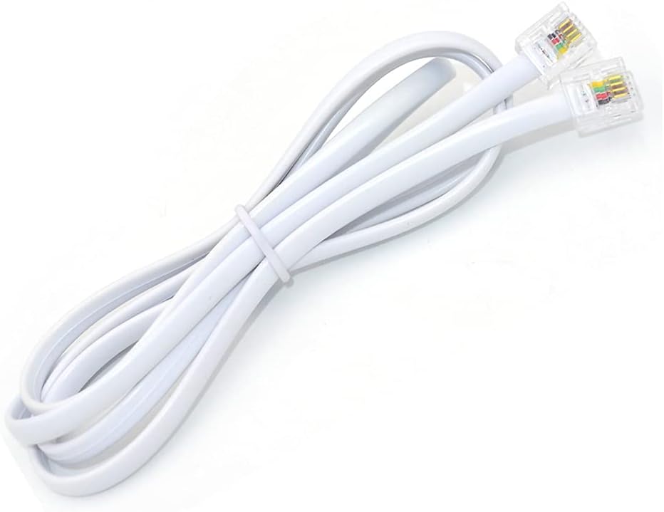 NEORTX RJ11 to RJ11 Cable 5ft, 1.5 Meters Phone Cord Telephone Line Extension Cord Cable Wire Male to Male 6P4C Modular Plug for Landline Telephone Fax Machine (White)