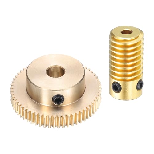 QUARKZMAN Worm Gear Set - 0,5 Modul 60:1 Reduktionsrate 3mm Lochdurchmesser Getriebewelle und 6mm Lochdurchmesser Zahnrad 60T Antriebsgetriebe (Messing)