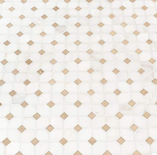Msi Bianco Dolomite Crema Dotty Geometric Diamonds And Sqaures Polished Marble Mesh-Mounted Mosaic Wall Tile For Bathroom, Floor Tile, Bianco Cream White #TOP10