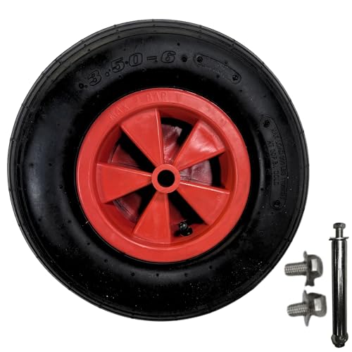 Replacement 13" x 3" Pneumatic Garden Wheelbarrow Wheels Replacement With Axle, Perfect for Garden and Utility Carts, for Wheel Barrow Wheels Solid for Trolley