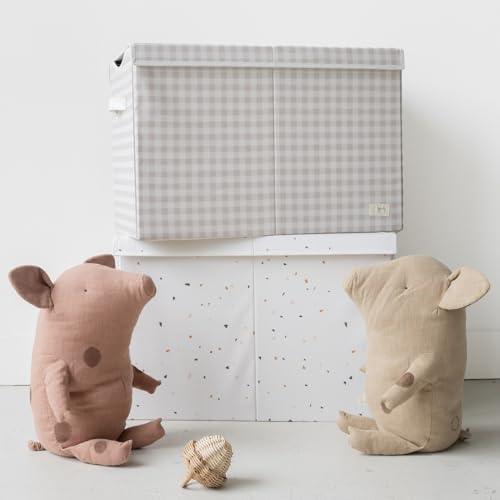3 Sprouts Recycled Fabric Toy Chest, Extra Large, With Lid, Gingham Beige by 3 Sprouts - Image 7