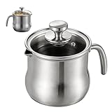 2 Liter Milchtopf Edelstahl Mit Deckel, Milchtopf Doppelwandig, Simmertopf Mit Pfeife, Kochtopf Induktion Mit Griff, Stielkasserolle, Für Gas Elektro Induktion Herdarten Geeignet