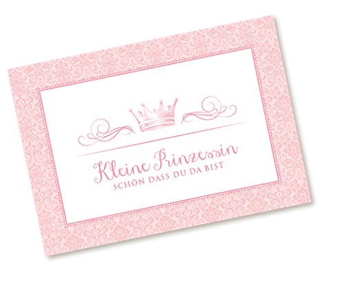 Geburtskarte „Kleine Prinzessin“ – Klappkarte Mit Rosa Krone, Kraftpapier-Umschlag, Made In Germany