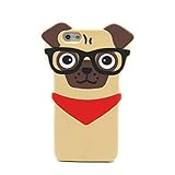 Iphone 6 Case, Iphone 6S Case, 3D Cute Cartoon Hipster Pug Dog Silicone Case for Iphone 6 6S Pet Doggie Fashion Protective Cell Phone Cover Boys Girls