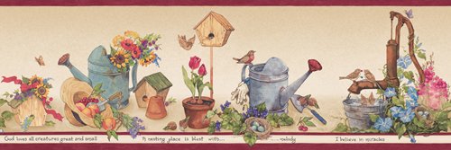 Plants Flowers Gardening Country Wallpaper Border - Red Hrb3993 #TOP25