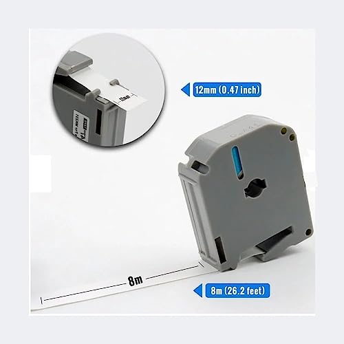 02 Fita para Rotulador Compatível Brother Branca Linha M Rotuladora 12mm Pt 80 70 90
