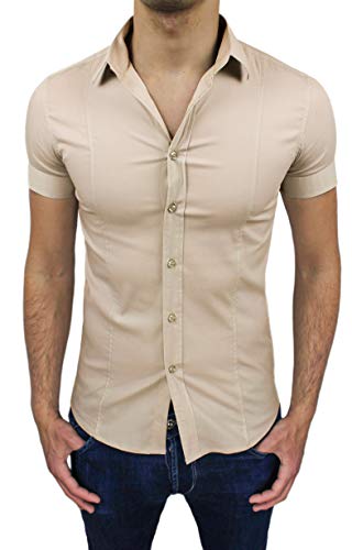 Chemise courte homme slim fit Evoga en coton élastique