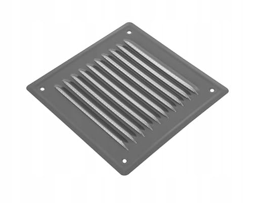 ADGO - Griglia di ventilazione, rettangolare 20x20 cm - Metallo piatto con griglia fine - Esterno a vite - Impedisce l'ingresso di pioggia e neve - Acciaio inossidabile - Grigio