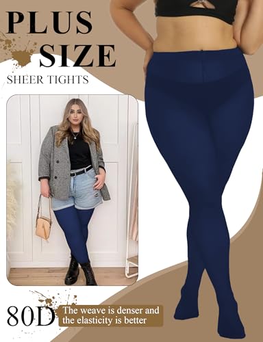 Image of Buauty Plus Size Tights for Women Ultra Soft Solid Color Semi-Opaque Pantyhose,