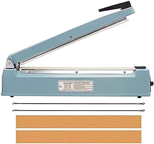 Seababyhouse 16inch (40cm) Manual Impulse Bag Hand Heat Sealer Machine, Bag Sealer Heat Sealing Closer Tool Poly Tubing Plastic Bag, Extra 1 Sheet and 2 Heating Elements, Electronic Circuit Control