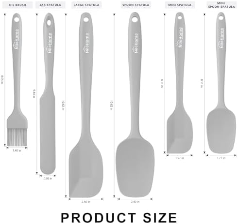 NileHome 6 Pieces Silicone Spatula Set with Silicone Brush,Mixing-Grey - 1