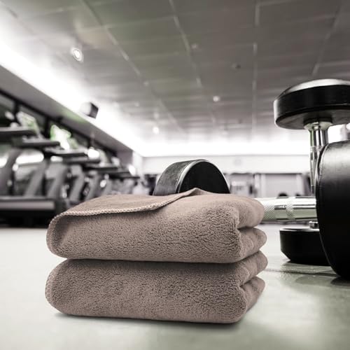 Image of Sassoon Microfiber Gym Towel (Set of 2, Sandstone) in 450 GSM for Men & Women Super Soft Towel, Fast Drying & Light Weight Ultra Absorbent Sports Towels, Use for Body and Face During Work & Travel