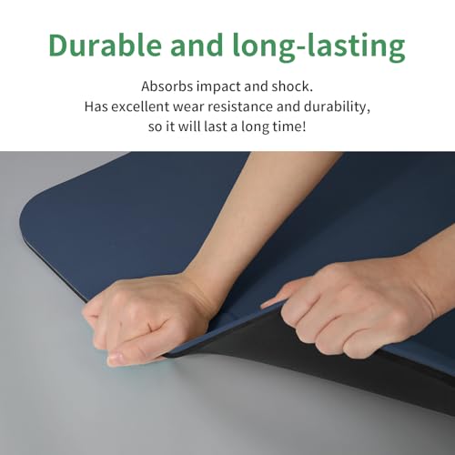 PAIDU Yoga Mat Non Slip Anti-tear,extra thick-2/5 inch（10MM）High Resiliency Professional POE Yoga Mats for Women Men Kids,72"x24"inch,Workout, Yoga, Pilates and Floor Exercise, with Carrier Strap (Navy blue & Black, 72"x24"x10mm) by PAIDU - Image 4