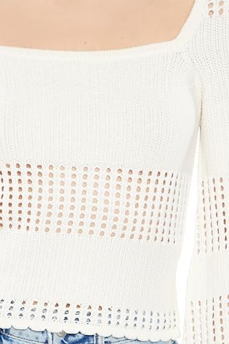 Image of Forever 21 Women's Open-Knit Bell-Sleeve Sweater