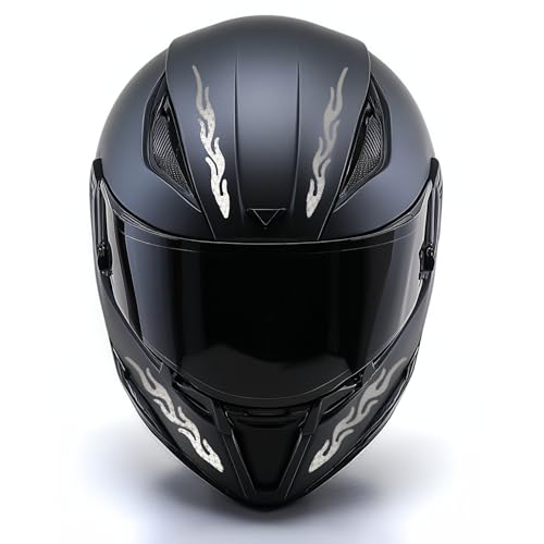 Image of customTAYLOR33 High-Intensity Grade Premium Reflective Tribal Flame Helmet Decals, Motorcycle Safety Sticker Decals (White /Silver /Chrome)