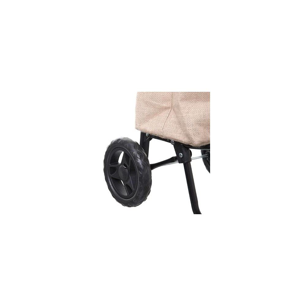 Chariot De Course AC-Déco - Taupe, Poche Zippée, Doublure Imperméable, Dimensions 27x23x93 Cm
