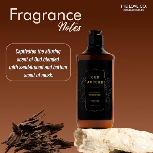 Image of THE LOVE CO. Oud Accord Body Lotion - Deep Hydration for Dry skin with Natural Oils & Shea Butter for Daily Skin Care - Intense Moisture Vitamin E Enriched - 250ml each Pack of 2