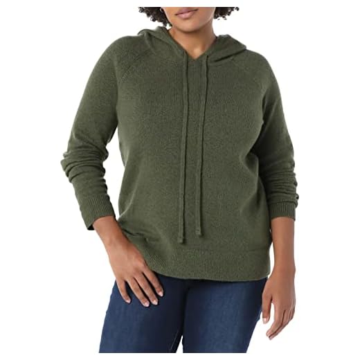 Amazon Essentials Pull à Capuche Doux Au Toucher Femme, Vert Olive, M