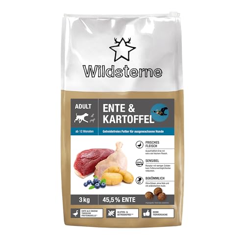 Ente & Kartoffel Adult 3 kg |Getreidefreies Trockenfutter | Monoprotein Ente| von Tierärzten entwickelt | Hundefutter mit frischem Fleisch | Premiumfutter für Hund