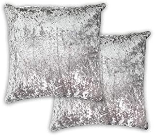 Lex's Linens Set of 2 Crushed Velvet Cushion Covers (Silver)