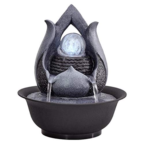 Creative Resin Landscape Fountain Indoor Water Fountain Desktop Decoration Statue Mountain Stone Feng Shui Fountain (Color : B)