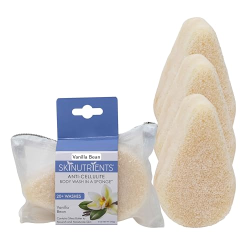 Spongeables Anti Cellulite Body Wash in a 20+ Wash Sponge, Vanilla Bean, 3 Count