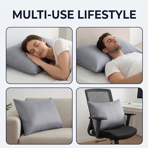 Image of Restify Microfiber Bed Pillow Pack of 1, 24 x 16 Inch Grey | Ultra Soft Sleeping Pillows for Adults | Breathable Velvet Cover | Hotel Quality Pillow for Back, Side & Stomach Sleepers