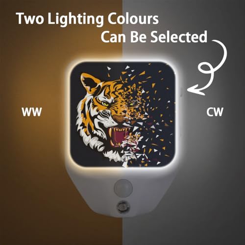 Image of Tiger Plug-in Led Night Light with Auto Dusk to Dawn Sensor for Room Decor, Adjustable Brightness Warm White Lights for Hallway,Bedroom, s Room, Kitchen, Stairway