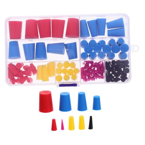 SOLUSTRE Lab Silicone Stoppers Kit 8 Sizes Tapered Plugs High Temp Resistant Sealing Beads for Experiments
