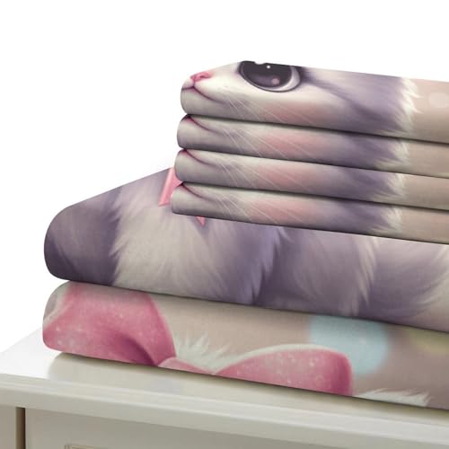 Housse de couette chaton 200x200 parure de lit microfibre double - 7