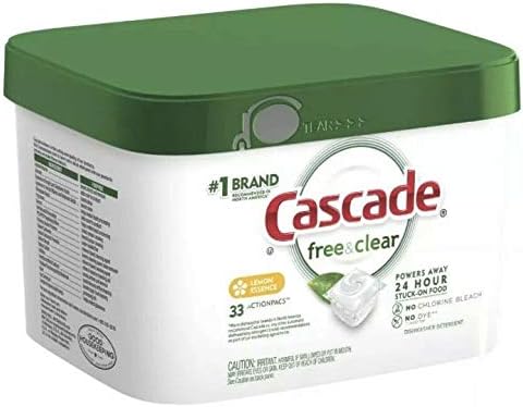 Cascade Free & Clear Dishwasher Detergent ActionPacs, Lemon Essence, 33ct