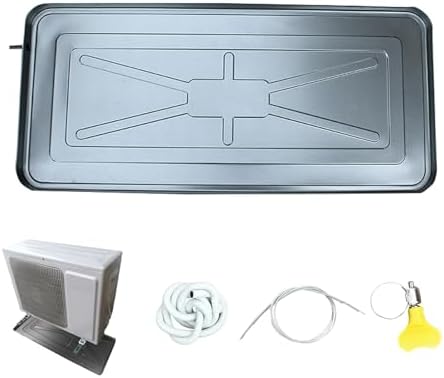 Large Metal Drip Tray for Air Conditioner Outdoor Unit - Heavy-Duty Water Drain Pan with Drain Pipe & Installation Kit, Prevents Water Damage & Extends AC Life