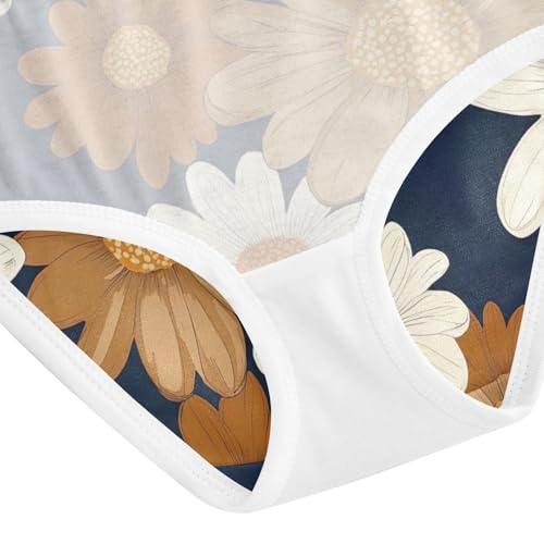 Vintage Daisy Flower Dark Blue Girls' Underwear, Toddler Girl Panties, Cotton Girls Underwear, 2–8 Years4