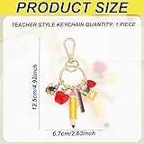 Mikovivi Teacher Keychain, Colorful Zinc Alloy Cute Apple Pencil Purse Pencil Apple Key Chain Bag Charm Keyring Teacher Stuff Accessories for Appreciation Key Ring Women Gifts