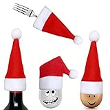 Cubiertos no incluidos. Bolsas para tenedores, cucharas y cuchillos de Navidad. Soporte para cubertería y vajilla para decoración de Navidad. Minibolsa para vino con tapón, 12 piezas